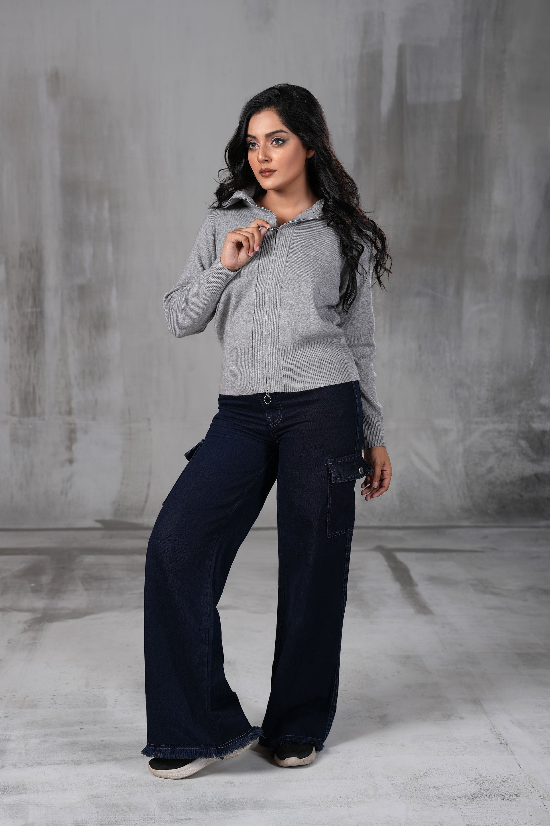 Double Zipper Turtle Neck Knitwear