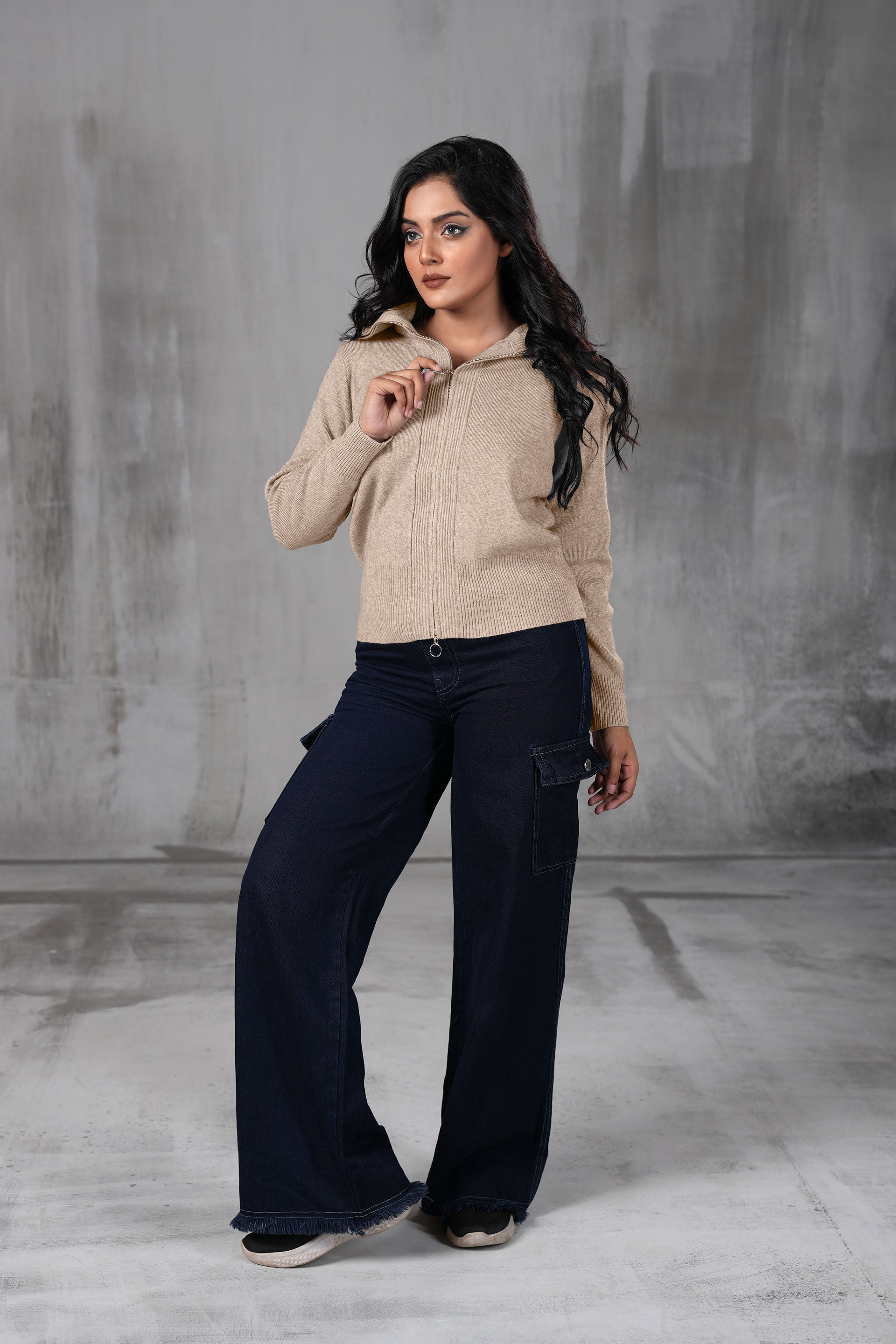 Double Zipper Turtle Neck Knitwear