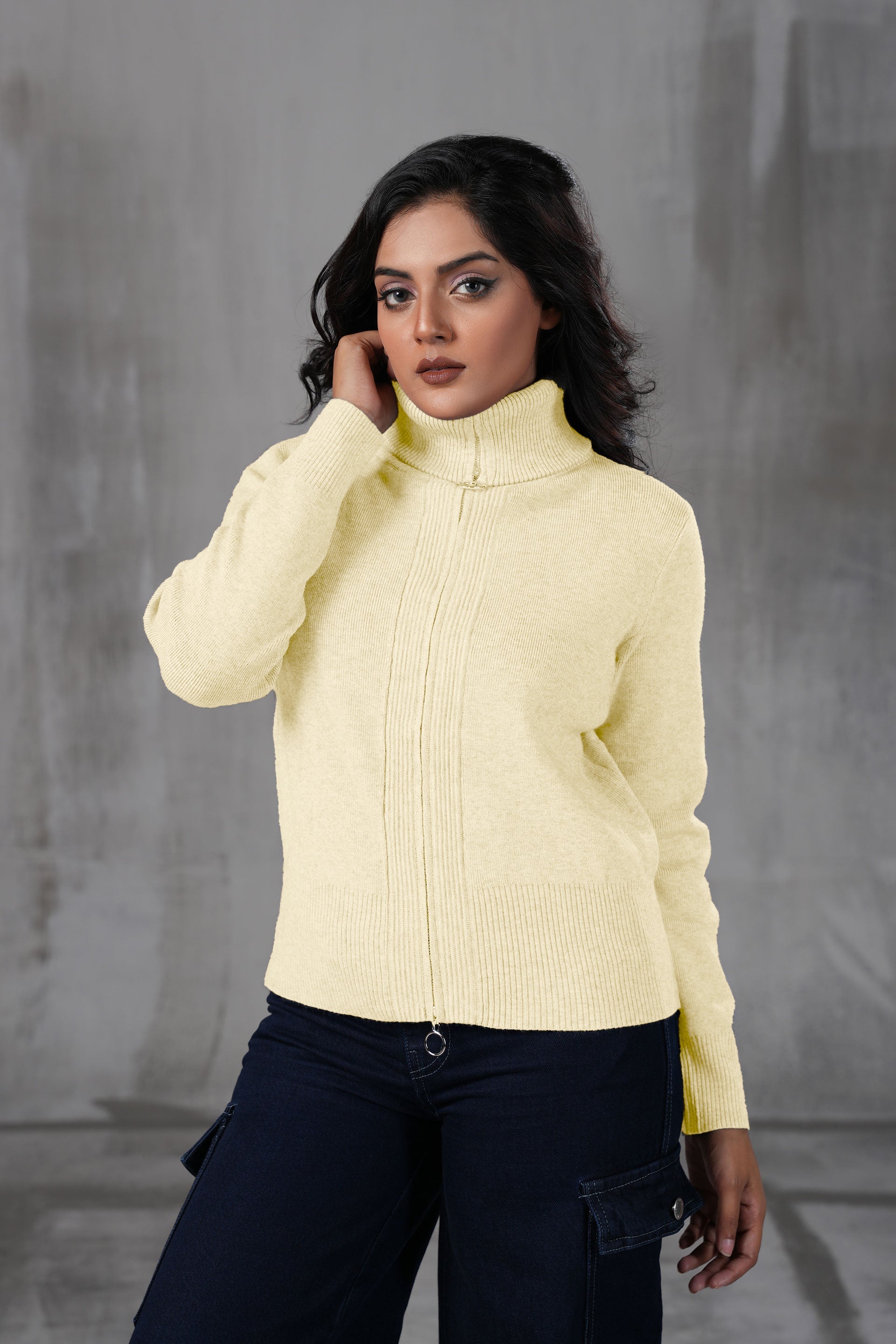 Double Zipper Turtle Neck Knitwear