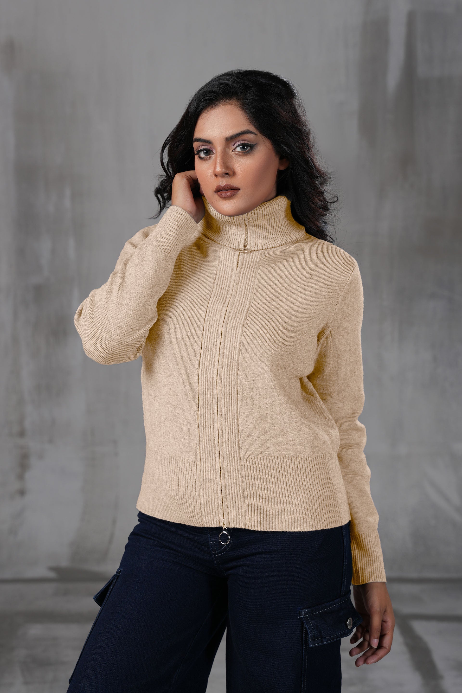 Double Zipper Turtle Neck Knitwear