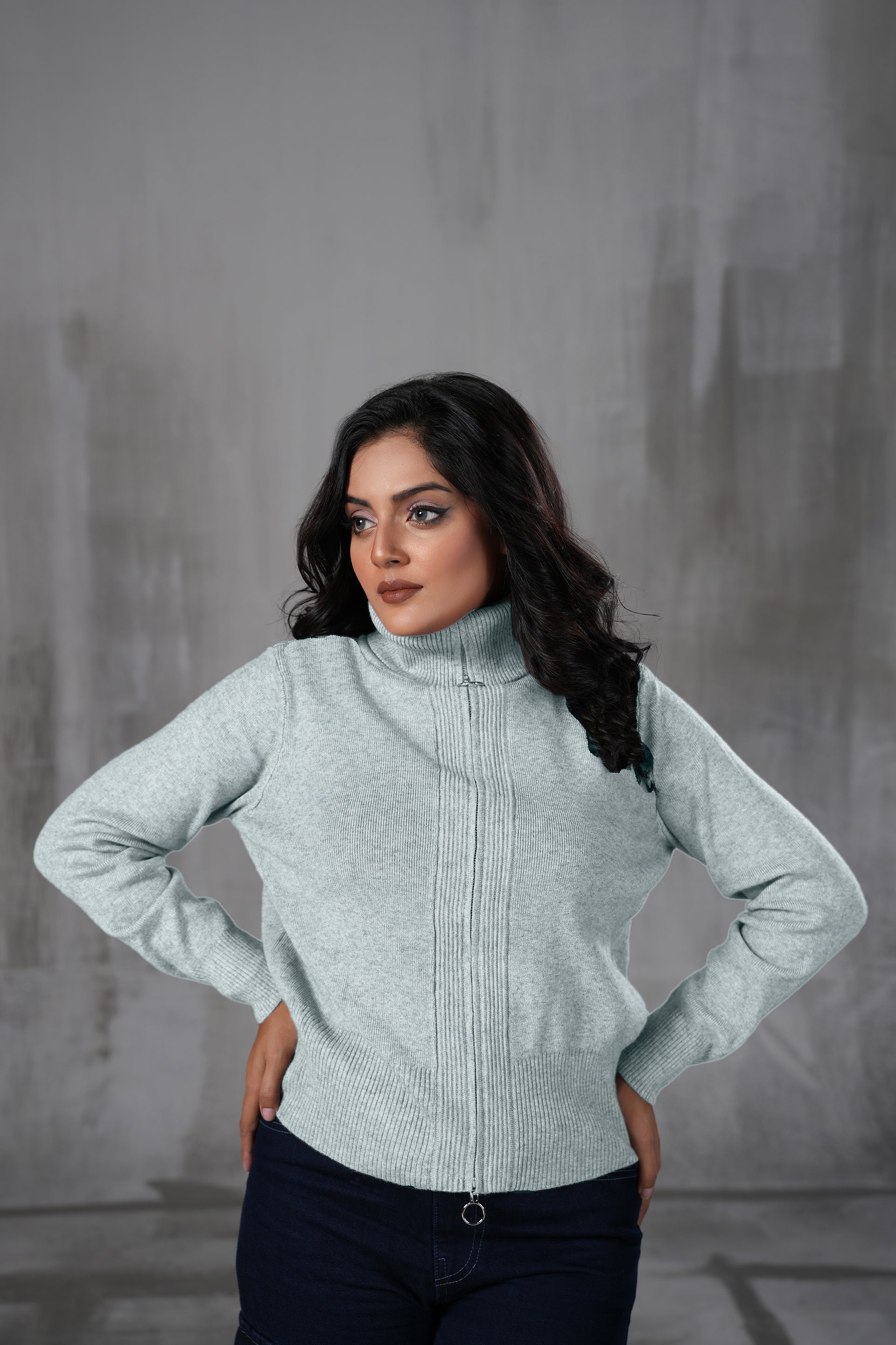 Double Zipper Turtle Neck Knitwear