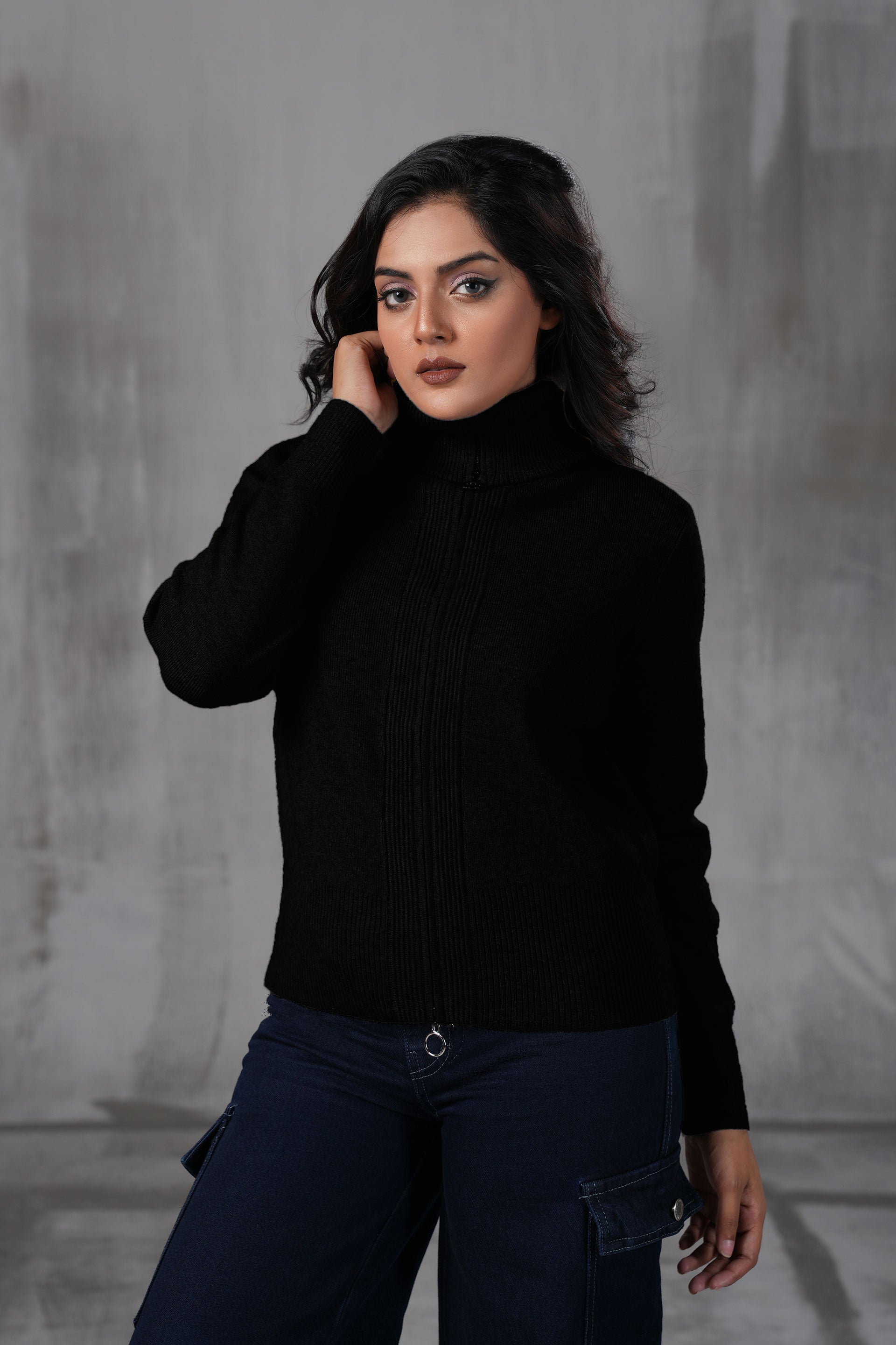 Double Zipper Turtle Neck Knitwear