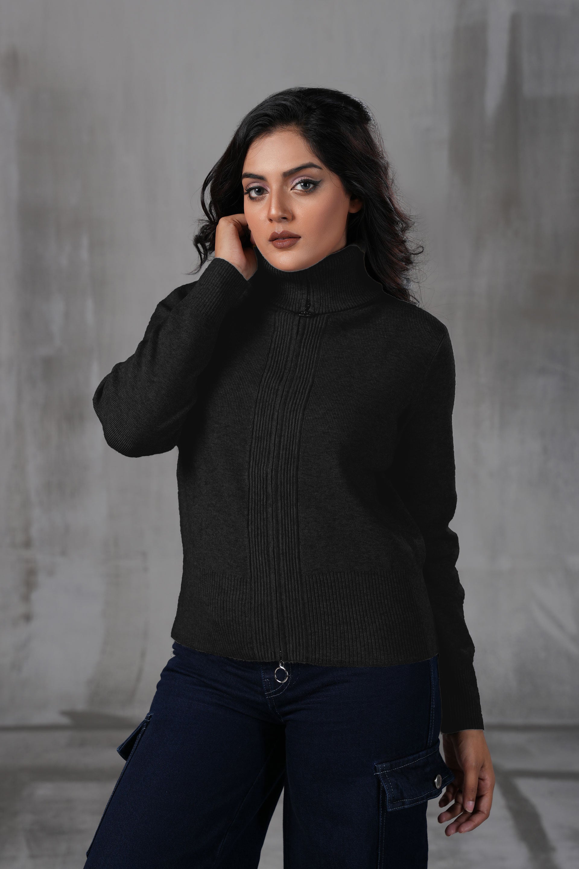 Double Zipper Turtle Neck Knitwear