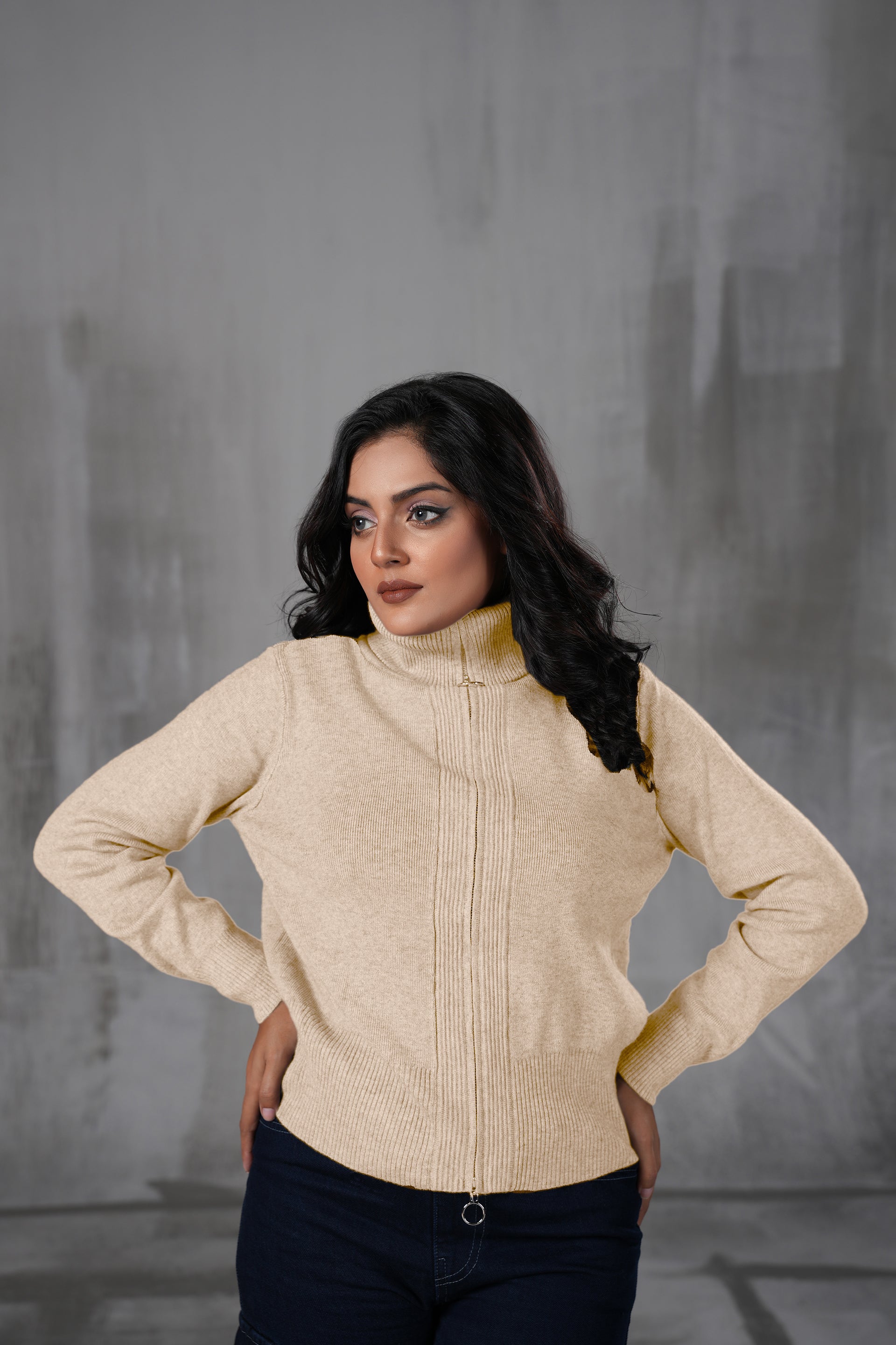 Double Zipper Turtle Neck Knitwear