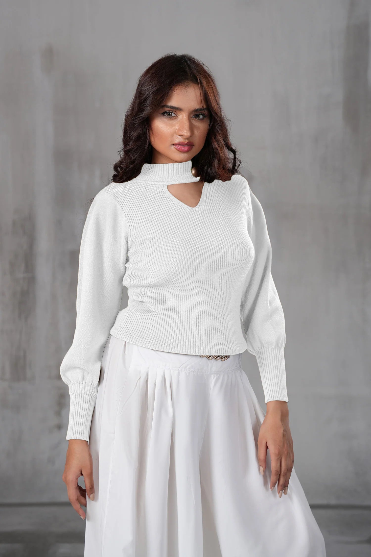 Elegant Keyhole Ribbed Top