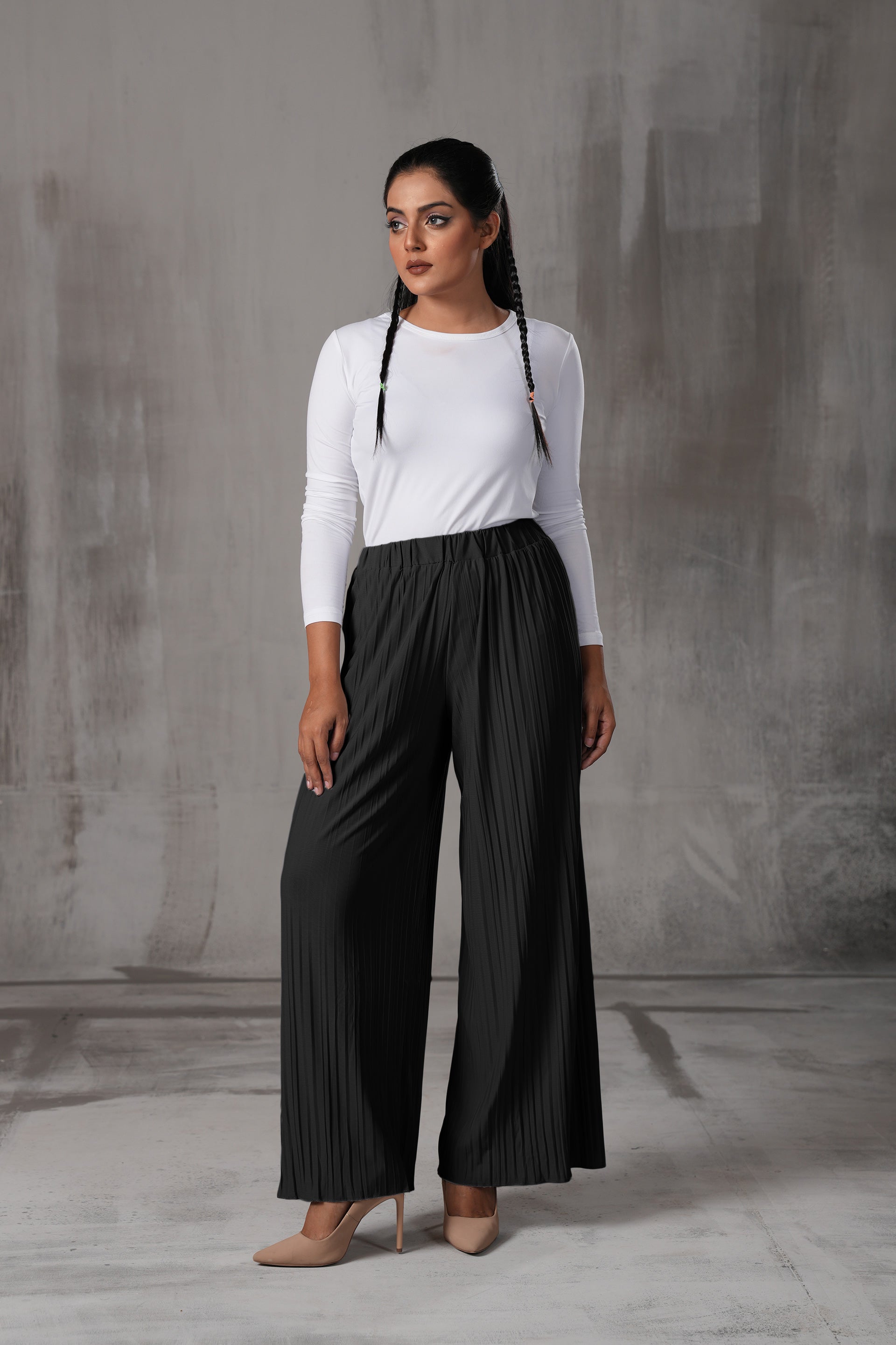 Premium Pleated Wide-Leg Plazzo