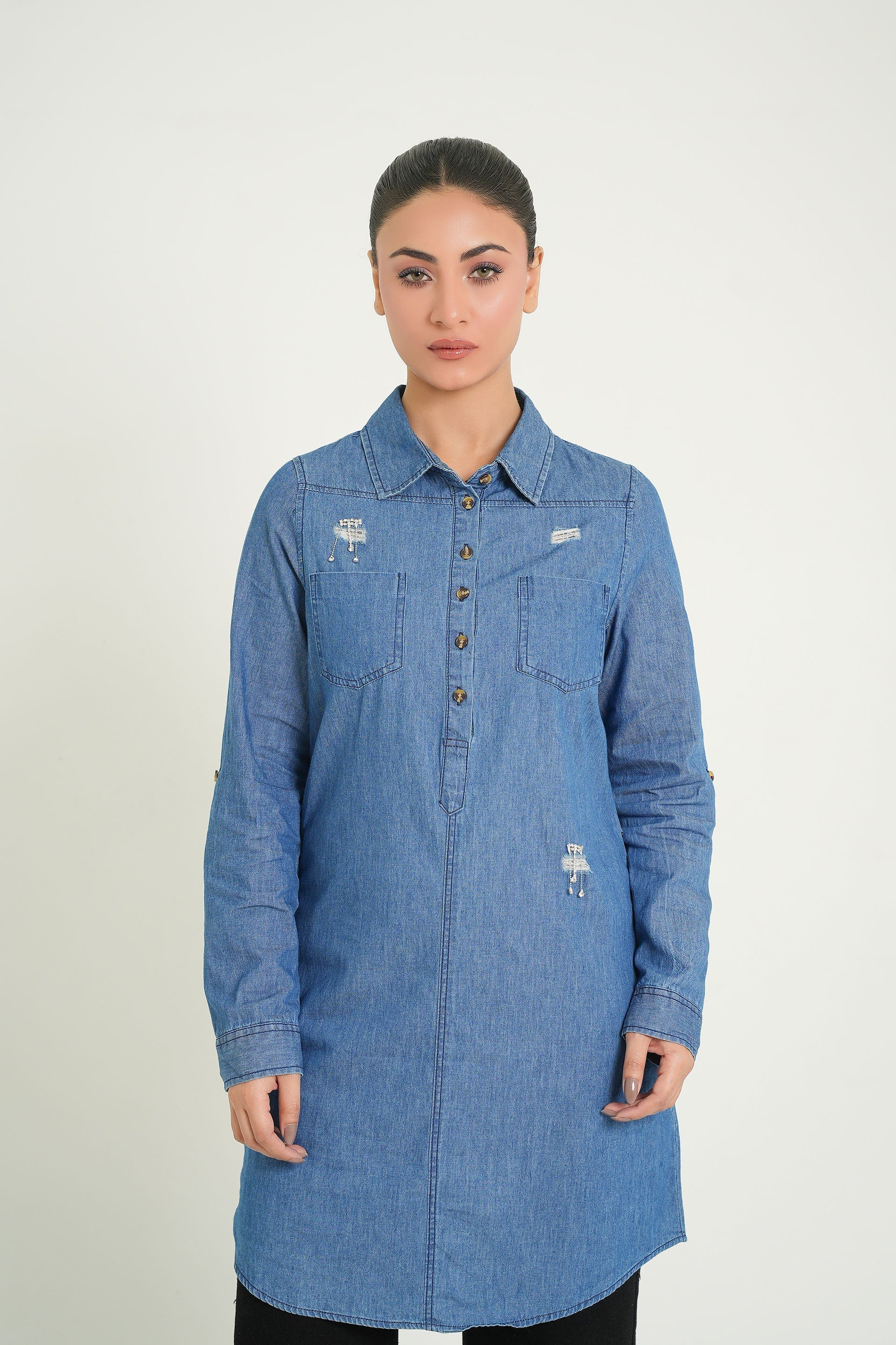 Denim Long Top | Women's Denim Top | Denim Top | Cherry Chics