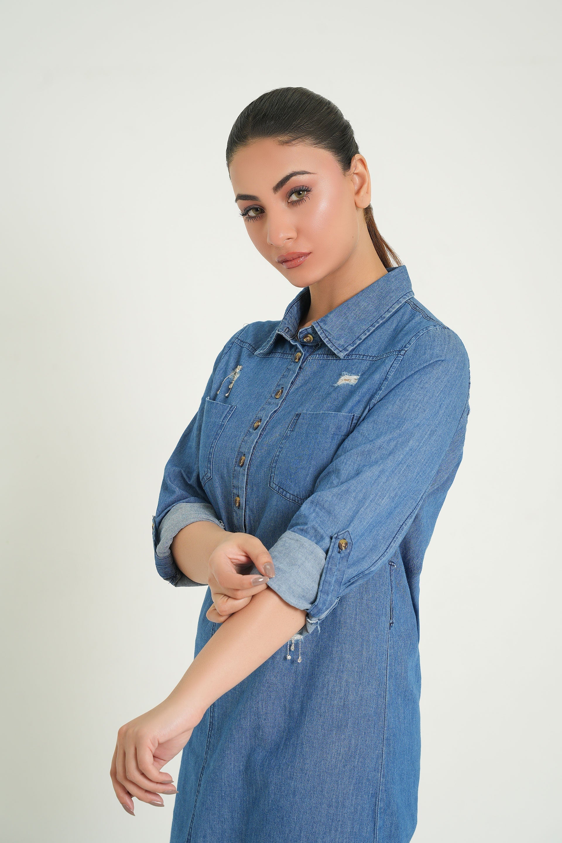 Denim Long Top | Women's Denim Top | Denim Top | Cherry Chics