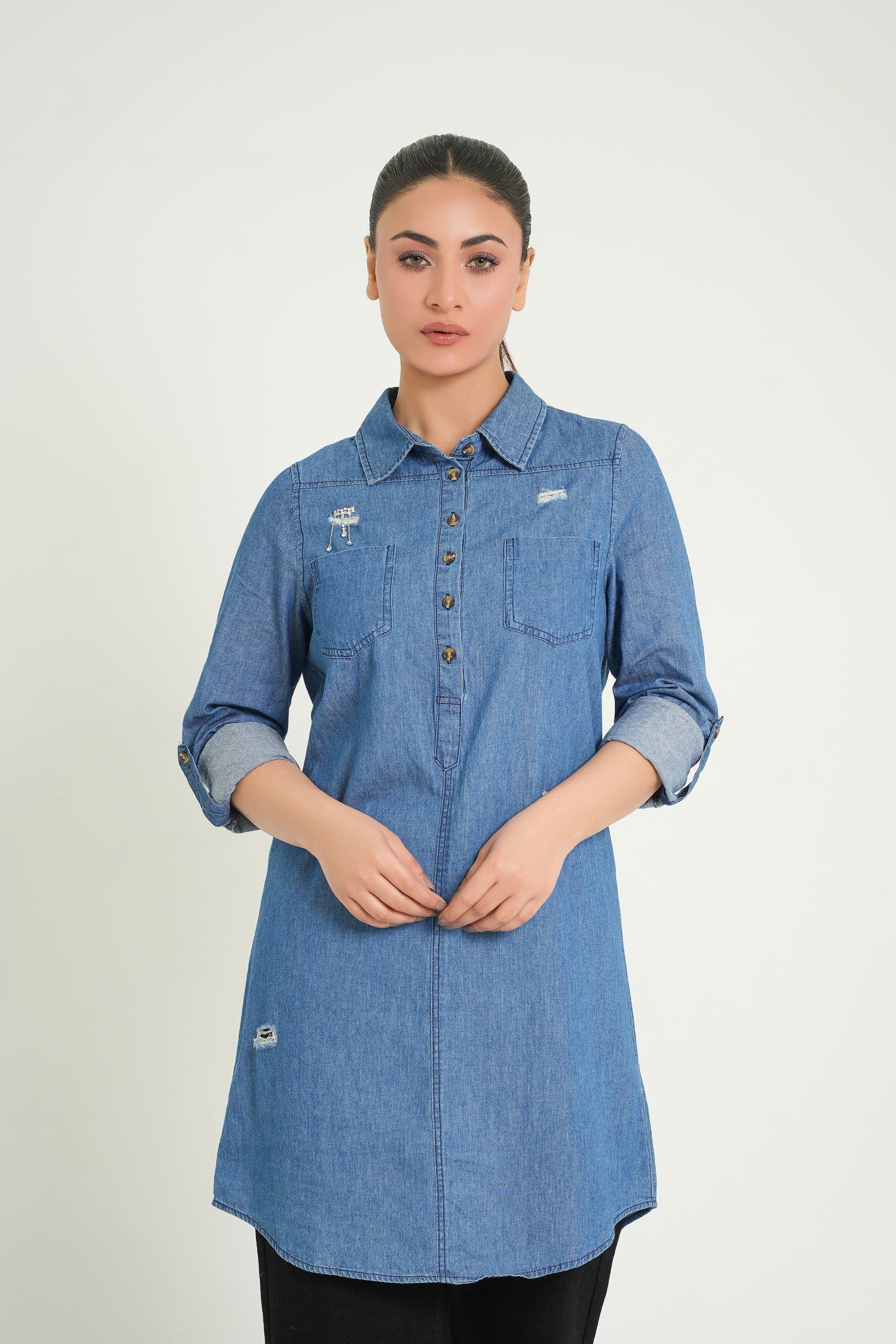 Denim Long Top | Women's Denim Top | Denim Top | Cherry Chics